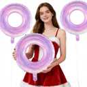 6 Pcs Iridescent Ring Foil Balloons, 22 Inch Pink Purple Blue Circle Balloons for Valentine's Day, Birthday, Wedding, Baby Shower, Anniversary & Engagement Party Decorations