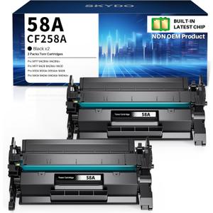 58A CF258A Black Toner Cartridge Replacement (with Chip) Compatible for HP 58A CF258A 58X CF258X Work with MFP M428fdw M428dw M428fdn Pro M404n M404dn M404dw M406 M430 Printer (Black, 2 Pack)