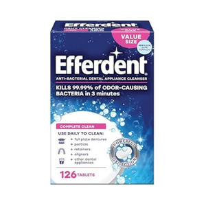 Efferdent Denture Cleaner Tablets – Dental Appliances, Aligners, Mouth Guard, and Retainer Cleaner Tablets, Minty Fresh & Clean, 126 Count