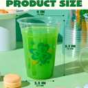 JOYIN 72 Pcs 16oz St. Patrick's Day Plastic Cups, Green Disposable Cups Bulk with 4 Styled Lucky Clover Cauldron Patterns for Saint Patrick Party Supplies, Irish Lucky Day Shamrock Party Decoration