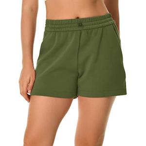 Colorfulkoala Women's High Waisted Ultra Soft Athletic Jersey Shorts Casual Summer Lounge Pants with Pockets (M, Olive Green)