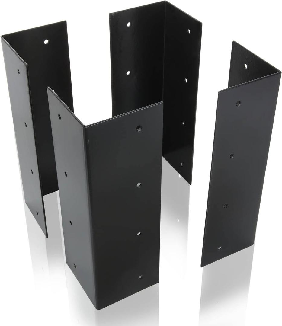 Acrux7 4 Pack Raised Garden Bed Corner Brackets for 10"-15" Bed, 9" x 3" x 3" 90 Degree Rustproof Metal Raised Bed Corners Connectors for Vegetable Flower Garden Bed, L Brackets for Furniture (Black)
