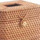 Rattan Tissue Box Cover Natural Woven Facial Napkin Holder Square with Lid 5.7 x 5.7 x 5.5 Inch (Natural)
