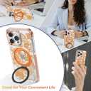 XIZYO Magnetic for iPhone 13 Pro Max Case Floral Flower Cute [Compatible with MagSafe] Magnetic Ring Stand Clear Rose Women Girly Kickstand Shookproof Case 6.7 Inch-Orange