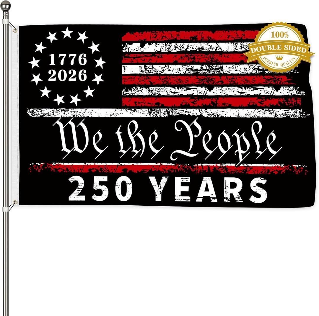 Probsin 250 Anniversary Flag 3x5 Ft Double Sided 3 Ply 250 Years of Freedom We The People 1776-2026 Patriotic Signs Hanging Decor for Room House Welcome Photo Backdrop with Brass Grommets