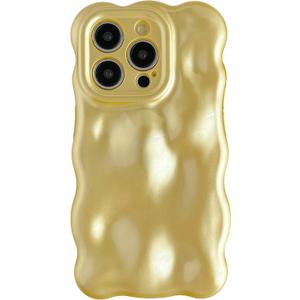 Caseative for iPhone 15 Pro Case,Water Ripple Wave Meteorite Bubble Chrome Plating Electroplated Candy Phone Case (Light Yellow)