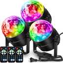 NEQUARE Disco Ball DJ Party Lights Sound Activated with Remote Control Strobe Lamp 7 Modes Stage Light for Home Room Dance Parties Karaoke Halloween Christmas Birthday Decorations[3-Pack]