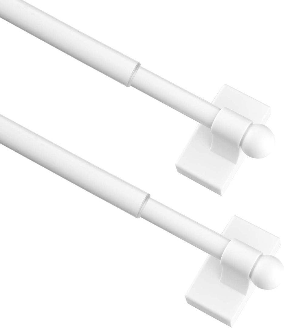 Magnetic Curtain Rods Multi-Use Adjustable Appliance Metal Doors Magnetic Rods, 16"-28", 1/2 Inch Diameter, 2 Pack,White