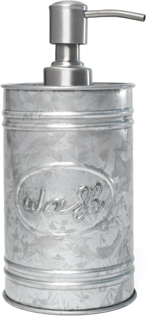 Autumn Alley Galvanized Farmhouse Soap Dispenser Kitchen - Rustic Soap Dispenser for Bathroom - Stainless Steel Pump for Hand Wash, Sanitizer, Lotion, Rustic Bathroom Accessories,17.5 oz, Grey