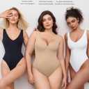Avidlove Women's Sexy Plunge Deep V Neck Bodysuit Double Lined Sleeveless Thong Body Suit Leotard for Going Out Tank (White, L)