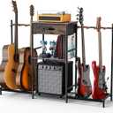 Guitar Stands Floor with 4 Guitar Holders, 3-Tier Guitar Stand Multiple Guitars, Guitar Rack with Amp Stand & Cloth Drawer, Multi Guitar Stand for Music Studio, Guitar Accessories gift for Music Lover