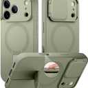 SURITCH for iPhone 17 Pro Case with Camera Control Cover, Camera Cover and Adjustable Kickstand, Compatible with MagSafe, Shockproof Bumper Protective Cases 6.3 Inch, Green