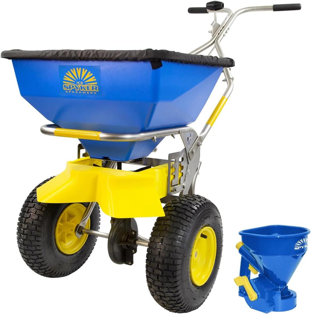 Spyker Winter Weather De-Icing Kit: Ergo-Pro 50 Pound Winter Spreader with 5 Pound Handheld Spreader