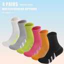 4 Pairs Womens Cotton Crew Work Socks,Moisture Wicking Athletic Socks for Hiking Sports Running(GREY,5-9)