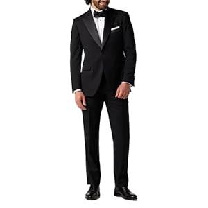 Alton Lane Mercantile Tuxedo Tailored Fit - Premium Quality Tuxedo for Men, Stylish and Elegant Formal Suit for Men, Raven Black, 46S