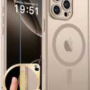 zapica Magnetic for iPhone 16 Pro Max Case, Upgraded [Camera Control Button] [Full Camera Protection] [with 1 Screen Protector] Translucent Matte Shockproof Protective Phone Cover, Sand Gold