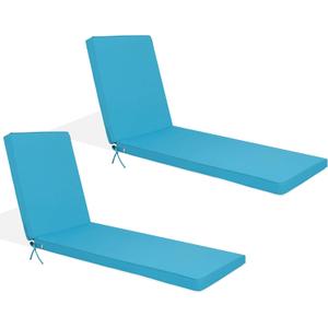 Only choice Outdoor Lounge Chair Cushions Patio Chaise Lounge Replacement Cushions Funiture Seat Cushion Chair Pads (Sky Blue-2 pc) (74.4"x 22.05"x 2.76")