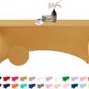 Spandex 8ft Waterproof Table Cover for Party, Wedding, Banquet, and Events(Gold) (96" x 30" (Rectangular))