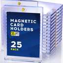 Basthalan 25ct Magnetic Card Holder, 35pt One Touch Card Holder, U-V Protectors Hard Plastic for Trading Cards, Magnet Case, Sports, Game, Football, Baseball Cards Holders