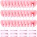 Blulu 60 Pack Wedding Decorative Paper Folding Hand Fan Handheld Heart Wedding Foldable Fan Chinese and Japanese Decoration Bulk for Bridal Guest Summer Dancing Birthday Party Favors(Pink)
