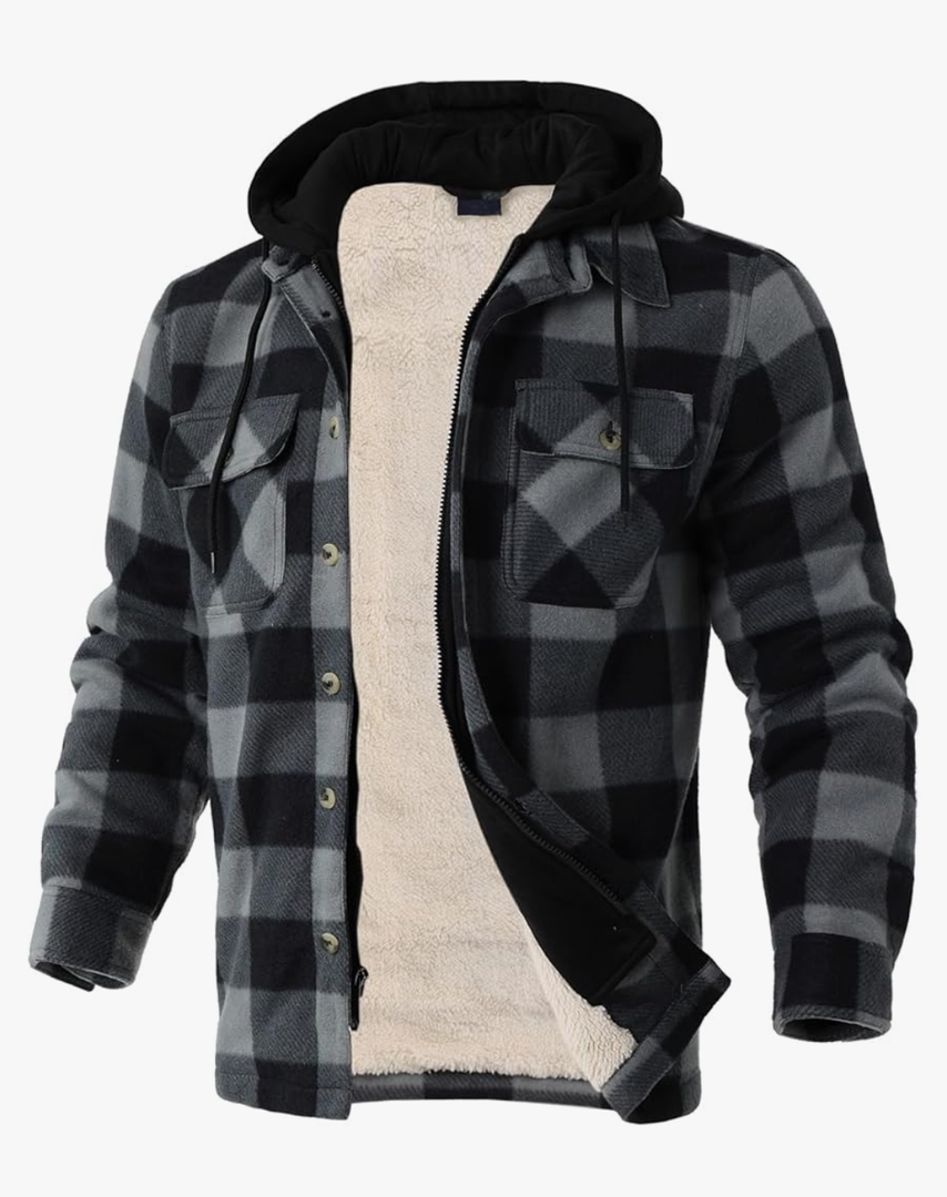 Heavy Thick Flannel Plaid Jacket Sherpa Fleece Lined Hoodies for Men Zip Up Winter Warm Coat Buffalo Zipper Sweatshirt 4XL
