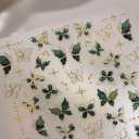 Butterfly Nail Art Stickers 5D Embossed Green Butterfly Nail Stickers Green Nail Decals Self Adhesive Gold Nail Art Stickers Decals Butterfly Nail Art Supplies for Women Manicure Nail Art Decorations