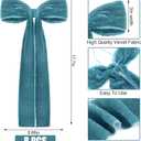 Daifunli 8 Pcs Extra Large Valentines Day Velvet Bows, 17.7 x 8.7 Vintage Raw Edge Ribbon Swag Bows for Romantic Home Decor, Door Wall Mantel Hanging Decorations(Blue Grey,8.7 x 17.7 x 3 in)