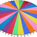 Rainbow Parachute for Kids, Play Parachute Toy with Handles, Parachute Game for Kids Cooperation Group Play and Outdoor Playground Activities (35FT)