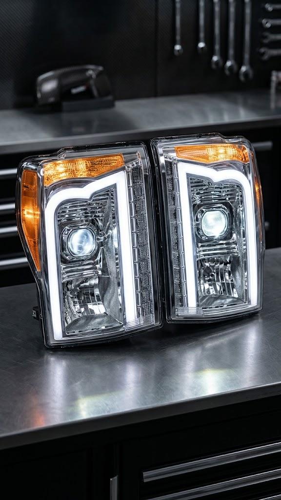 truck’s front-end visibility with this premium replacement headlight assembly pair
