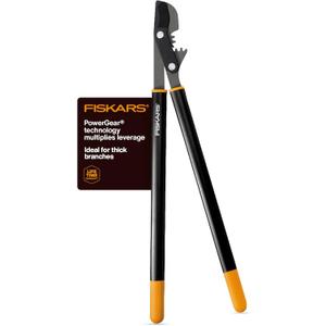 Fiskars 32" PowerGear Bypass Loppers, Patented Mechanism Multiplies Force to Reduce Strain, Heavy-Duty Precision-Ground Steel Blade for Living Growth, Trims Tree Branches up to 2" Diameter