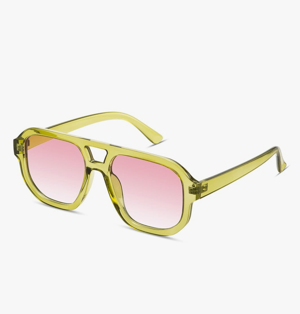 livho Trendy Polarized Square Aviator Sunglasses Women Men Square Eyewear Frame, Retro Sun Glasses for Women Men 2025 Shades