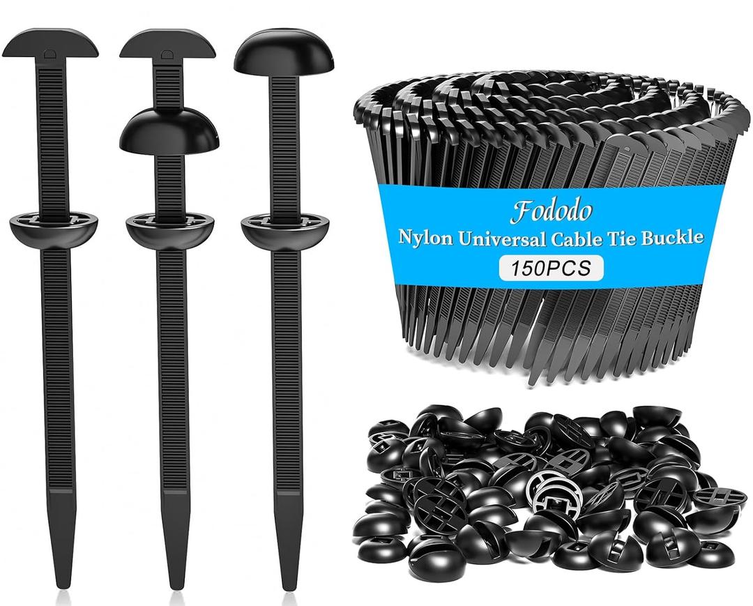 150Pcs Nylon Universal Cable Tie Buckle for Car, Upgraded Automotive Zipper Clips, Heavy Duty Self-Locking Zip Ties Holder with Pin & Button, Top Movable Dome Design