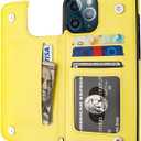ONETOP Compatible with iPhone 12 Pro Max Wallet Case with Card Holder,PU Leather Kickstand Card Slots Case, Double Magnetic Clasp and Durable Shockproof Cover 6.7 Inch (Yellow)