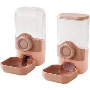 Automatic Gravity Pet Feeder Water Dispenser with Adjustable Hanging Hook - Large Capacity for Small/Medium Animals (Guinea Pigs, Cat, Rabbits, Hedgehogs, Birds) (Pink, 35oz)