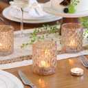 MATAHUM 12 Pcs Large Votive Candle Holders 2.8 * 3.2inch Gold Tea Light Candle Holders Glass Candle Holder for Bridal Shower, Wedding, Table Centerpiece, Party, Home Decor