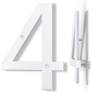 10 Inch White House Numbers for Outside, Large Floating Home Address Numbers, Modern Outdoor House Number for Wall Street Garage Gate (4)