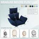 Egg Chair Cushion with 8 Securing Straps, Water-Repellent & Fade-Resistant Faux Linen, Removable Cover, Replacement Cushion for Most Single Outdoor Hanging Swing Egg Chairs Navy
