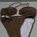 Fanuerg Women's Ribbed Bikini Sets U Wire Adjustable Spaghetti Straps Swimsuit Textured Ruched Two Piece Bathing Suit, Size Medium