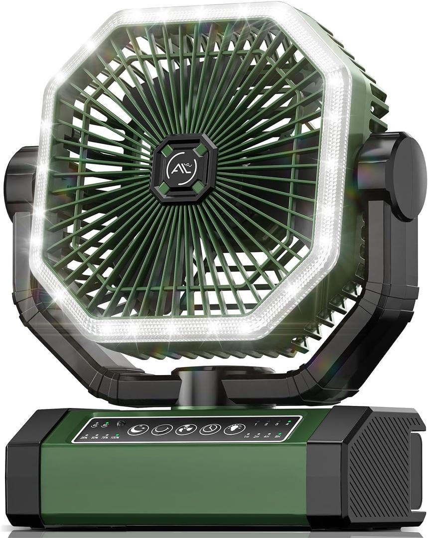 Portable Fan 24000mAh Battery Powered with Remote & LED, 4 Speed Strong Airflow, Desk/Camping/Outdoor/Gym Fan for Office Travel Treadmill Camping Gear