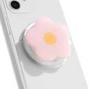 OnTheGrip Compatible with Magsafe Magnetic Cute Solid Color Daisy Flower Design Collapsible Mobile Phone Grip Stand Holder for Smartphone Tablet Cell Phone Accessory (Pink)