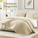 Comfort Spaces Ivory Oversized Queen Quilt Set 102"x118" Bedspread Quilted Summer Lightweight Microfiber Bedding Coverlet with Double Sided Stitching Soft All Season Cozy 3 Piece with Matching Shams