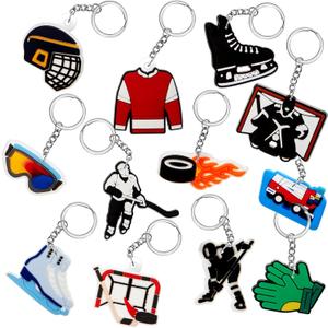 Batiyeer 36 Pack Hockey Keychains Bulk Party Favors Sports Gifts Ball Key Chains Funny Keyring for Women Men Birthday Supplies