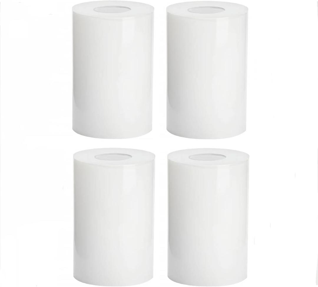 Bright White Glass Lamp Shade Replacement – 1-5/ 8" Fitter Opening – Light Cover for Pendant Lights, Chandeliers, Wall Sconces, Vanity & Ceiling Fixtures (4 Pack) – Matte Finish Diffused Lighting