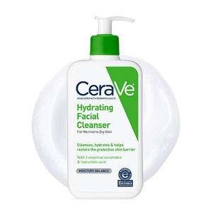CeraVe Hydrating Facial Cleanser, Moisturizing Face Wash For Dry Skin, Hyaluronic Acid + Ceramides + Glycerin, Hydrating Cleanser For Normal To Dry Skin, National Eczema Association Certified