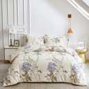 Joyreap 3pcs Floral Comforter Set Twin, Elegant Flowers on Light Khaki Botanical Design, Smooth Soft Microfiber Bedding Comforter Set for All Season, 1 Comforter n 2 Pillow Shams, 68x88 inches