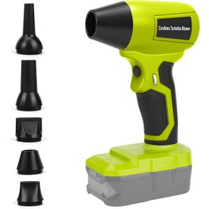 Handheld Leaf Blower for Ryobi 18V Battery, 130,000 RPM Brushless Cordless Blower with 5 Nozzles, Variable Speed, Lightweight Blower for Indoor and Car Interior Cleaning Tasks (No Battery)