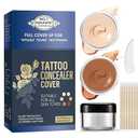 Tattoo Cover Up Makeup Waterproof, 2 Colors Tattoo Cover Up Concealer, Suitable for Scars, Vitiligo, Spots, Invisible & Natural, Sweatproof & Waterproof