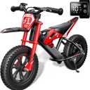 Gyroor S1 Kids Electric Balance Bike, 200W Motor 3 Speeds up to 10 MPH, 12-Inch Pneumatic Tires, 7-Color Rear Fender LED Taillight, Drum Brake, UL2272 Certified, for Ages 3-6, Black-9BD