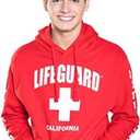 LIFEGUARD Officially Licensed Guys California Printed Pullover Hoodie | Mens Hooded Sweatshirt (Medium, Red)