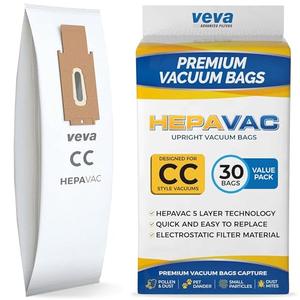 30 Pack Type CC HEPA Vacuum Bags for Oreck XL, XL5, XL7, XL21, 2000, 3000, 4000, 7000, 8000, 9000 Upright Vacuum Cleaner, Premium Hypo-Allergenic Bags